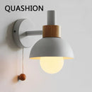 Axyaa Soft Colorful LED Wall Lamp - Nordic Bedroom Sconce with Pull Switch