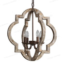 Axyaa Retro White Wooden Chandelier with 4 Lights