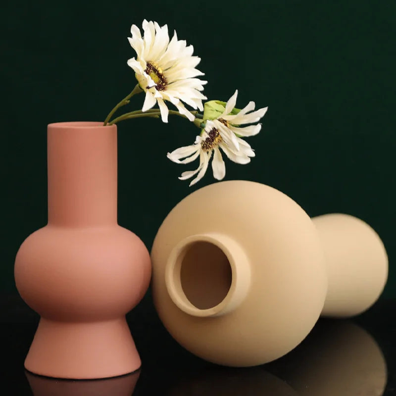 Axya Ceramic Vase for Home Living Room Decor with Fake Flowers and Succulents