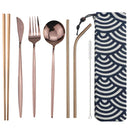 Axyaa Portable Travel Dining Set - Stainless Steel Cutlery with Pouch