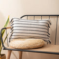 Axyaa Cotton Cushion Cover with Tassels in Black and White, Various Sizes