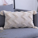 Axyaa Beige Tufted Tassel Pillow Cover 18x18" 12x20" for Couch Bed Living Room