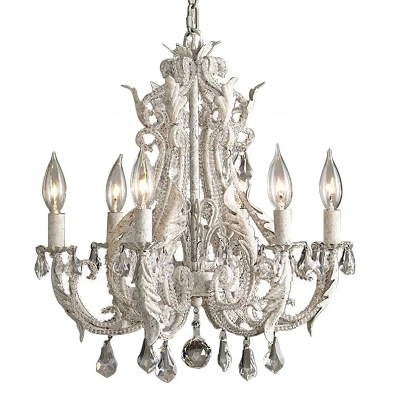Axyaa White Crystal Chandeliers Retro Vintage Hanging Lights