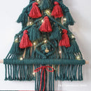 Handwoven Macrame Christmas Tree Wall Hanging with Tassels, Bells - Axyaa Boho Decor