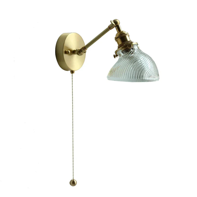 Nordic Copper Glass Wall Sconce by Axyaa: Pull Chain Switch LED Light