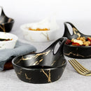 Axya Small Black Ceramic Plate Bowl Set for Kitchen Tableware and Seasoning Dish