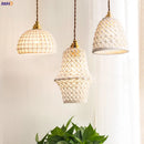 Axyaa Nordic Ceramic Pendant Lamp Modern Japanese Style Copper Hanging Light