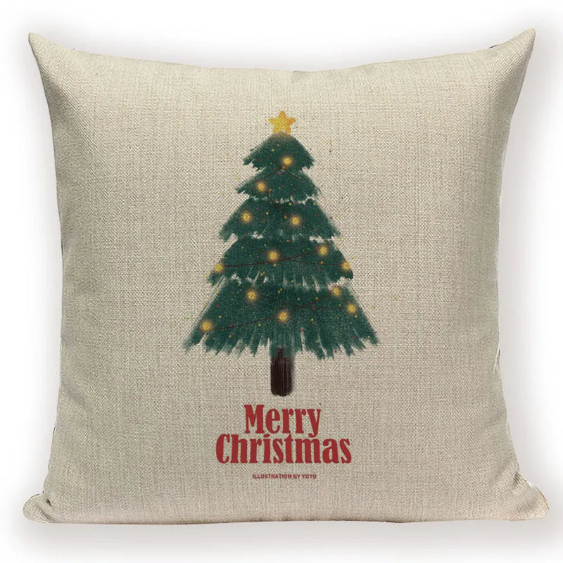 Christmas Cartoon Santa Claus Deer Pillows Covers Merry Christmas Gifts for The New Year by Axyaa