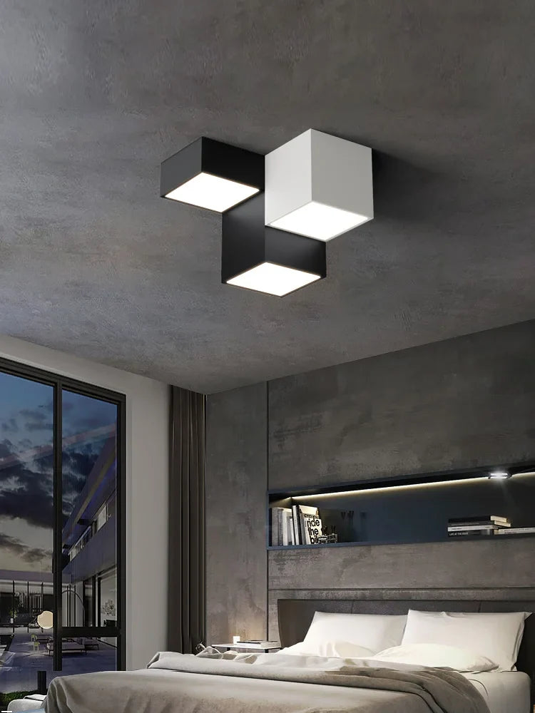 Axyaa Black & White Contrast Ceiling Lamp - Modern Master Bedroom Lighting