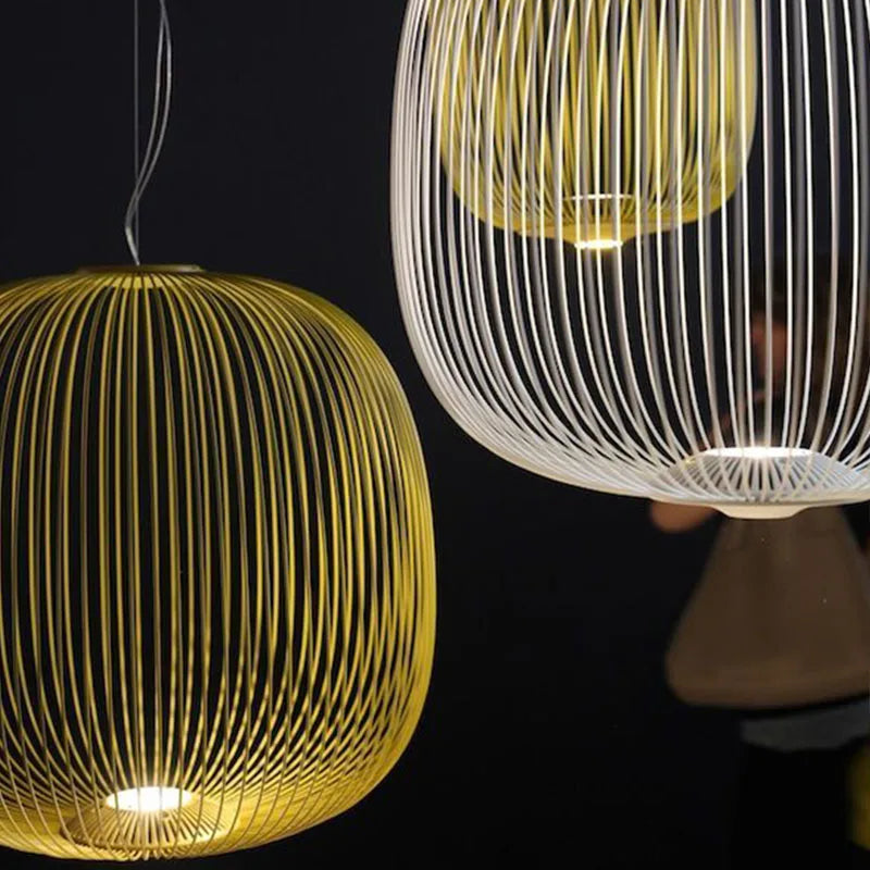 Axyaa Spokes Pendant Lamp: Modern Bird Cage LED Light for Kitchen, Dining Room & Home Decor
