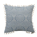 Axyaa Blue Tassel Cushion Cover - Boho Retro Style Home Decor