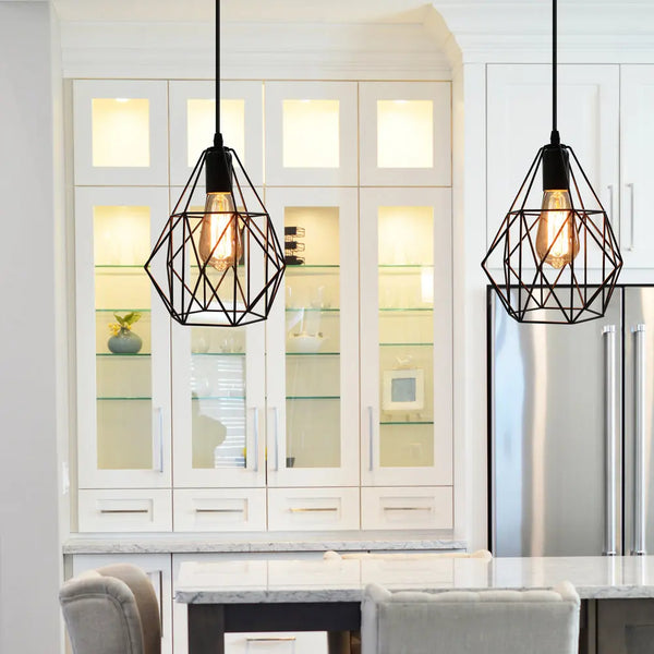 Axya Iron Cage Chandelier Pendant Ceiling Light for Vintage Loft Living Room