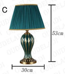 Axyaa Hand Painted Ceramic Blue Desk Lamp - Antique American Style