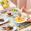 Axya Decal Pattern 18-Piece Porcelain Dinnerware Set, Kitchen Plate Set