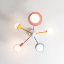 Axyaa Nordic Kids Chandelier: Glass Lampshade LED Ceiling Light, Blue Pink Princess Room.