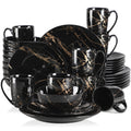 Axyaa Gold Splash Porcelain Dinnerware Set: Dinner, Cake Plates, Bowls, Coffee Cups
