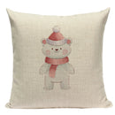 Axyaa Christmas Deer Snowman Cartoon Cushion Cover - Festive Decor Pillowcase