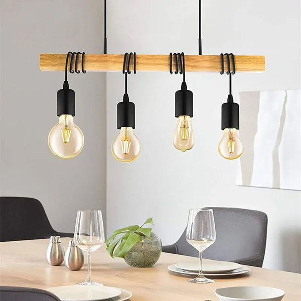 Axyaa Wood Chandelier: Nordic Style Dining Room Pendant Lamp, DIY Bar Lighting