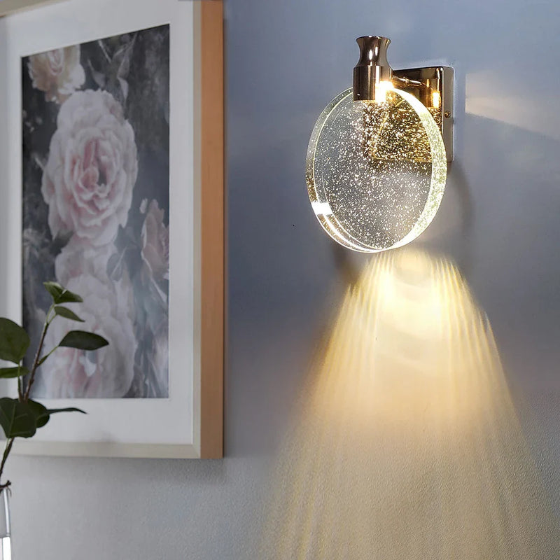 Axyaa Crystal Wall Lamp: Elegant Sconce for Bedroom & Living Room