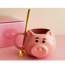 Axyaa 550ml Pig Cartoon Coffee Mug with Spoon in Gift Box
