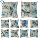 Blue Flowers & Birds Pattern Cushion Cover, Axyaa Home Decor Pillow Case