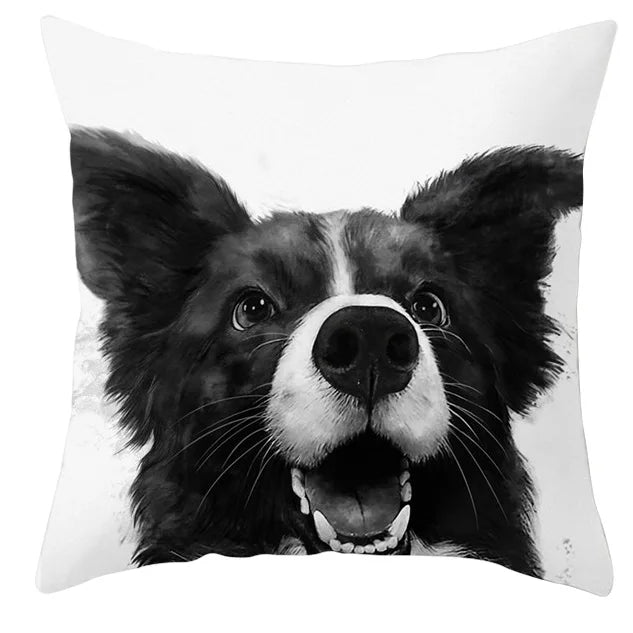 Axyaa Cartoon Dog Cat Printed Cushion Cover for Kid Room Decor 45X45CM