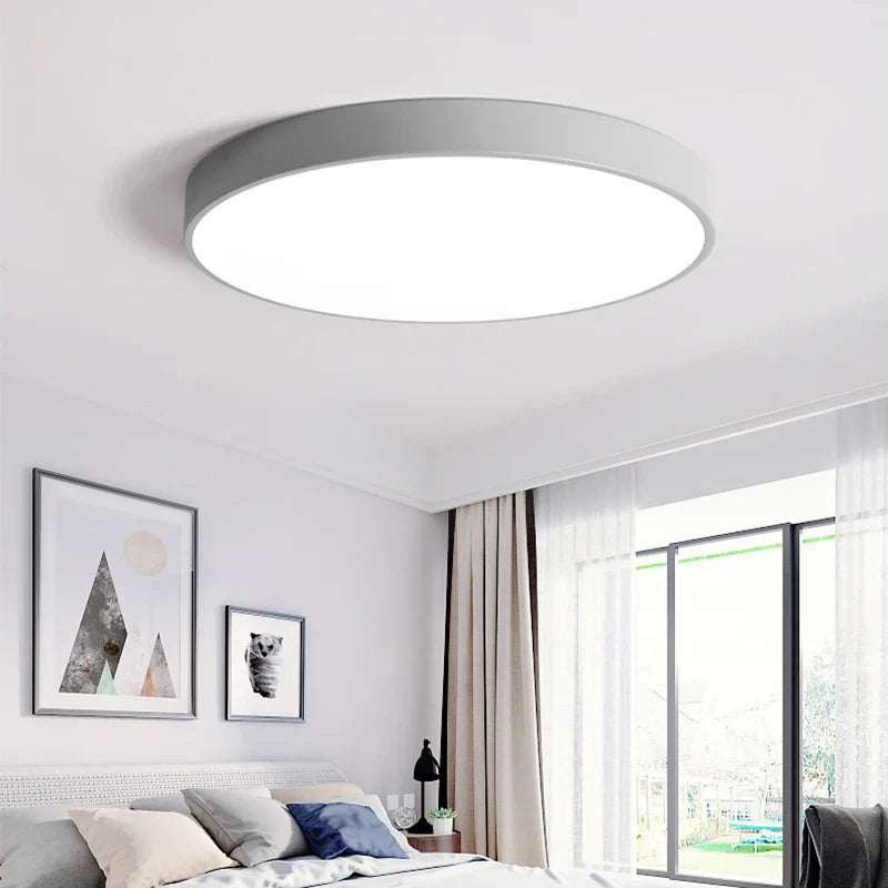 Axyaa Ultra-thin LED Round Ceiling Light Dimmable Remote Control in White or Black