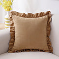 Axyaa Soft Faux Suede Ruffle Cushion Cover for Home Decor