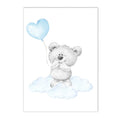 Axyaa Baby Bear Cloud Print Nursery Wall Art Kids Room Decor