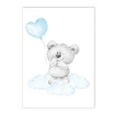 Axyaa Baby Bear Cloud Print Nursery Wall Art Kids Room Decor