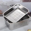 Axyaa Stainless Steel Rectangular Food Storage Tray with Drain, Ideal for Baking and Serving