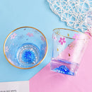 Axyaa Sakura Mount Fuji Glass Tea Cup - Double Bottom Drinkware