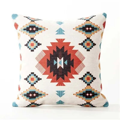 Axyaa Black & White Linen Sofa Cushions Cover - Nordic Bohemian Ethnic Grey Geometric Pillow Cover