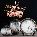 Axyaa Ceramic Vase Set for Home Decor - 3 Piece Wobble Plate Arrangement