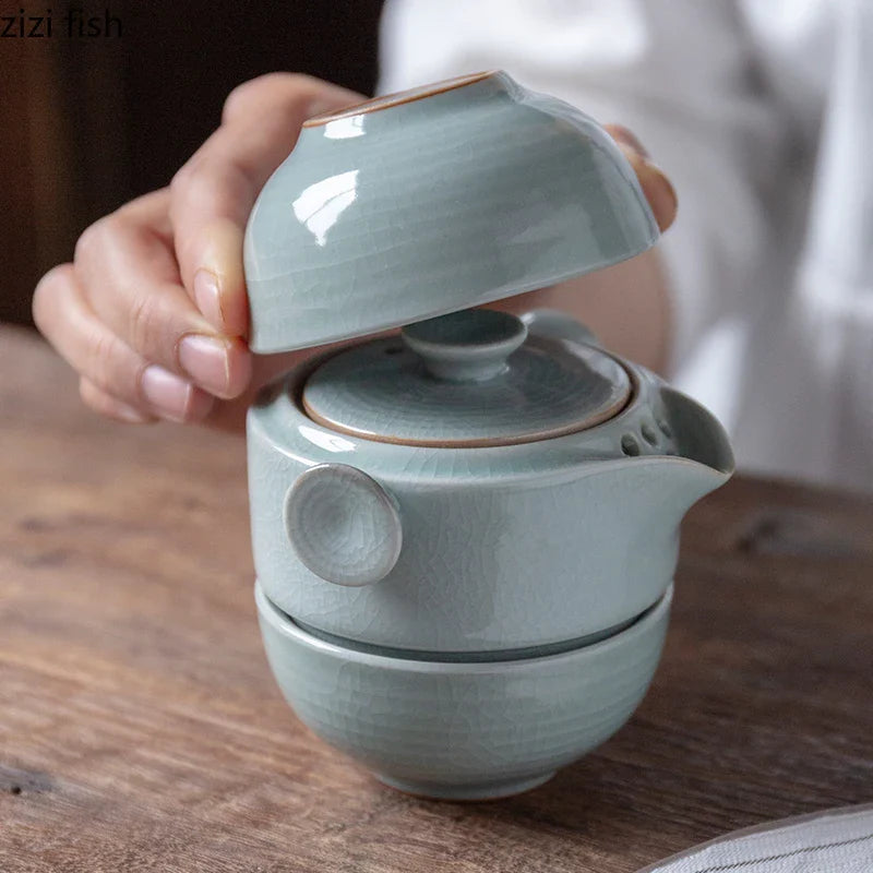 Axya Ceramic Tea Set for Modern Home Decor and Travel