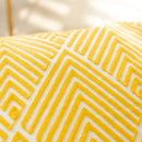 Yellow Geometric Embroidered Cotton Cushion Cover by Axyaa