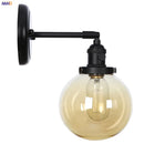 Axyaa Glass Ball Industrial Wall Sconce Black Loft Hallway Stair Bathroom Mirror Light