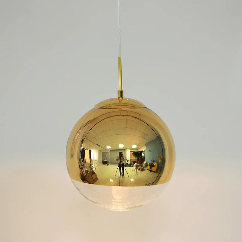 Axyaa Silver/Gold Glass Ball LED Pendant Lights for Kitchen Living Room Bedroom