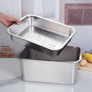 Axyaa Stainless Steel Rectangular Food Storage Tray with Drain, Ideal for Baking and Serving