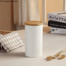 Axya White Ceramic Sealed Food Storage Jar with Wooden Lid