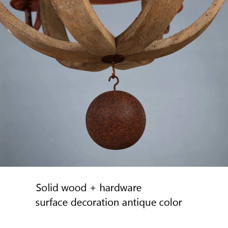 Rural Wood Candle Chandelier for Living Room Bedroom Loft Home by Axyaa