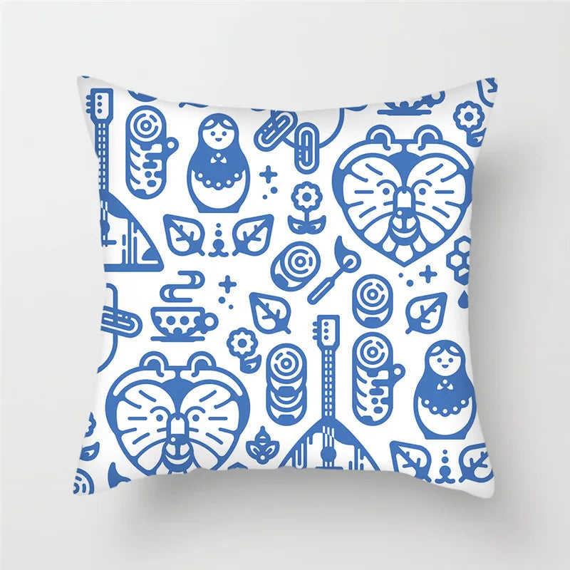 Axyaa Cartoon Doll Pattern Polyester Cushion Cover for Home Decor