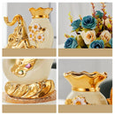 Axyaa Ceramic Golden Elephant Vase Set of 2