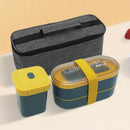 Axyaa Double Layer Lunch Box Set with Fork & Spoon, Microwave Safe Bento Container
