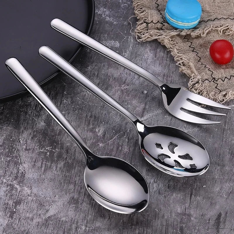 Axyaa Stainless Steel Salad Serving Spoon Set for Western Tableware