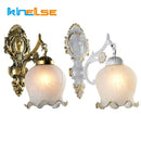Axyaa Vintage Glass Wall Lamp Retro E27 Antique Bedroom Sconce
