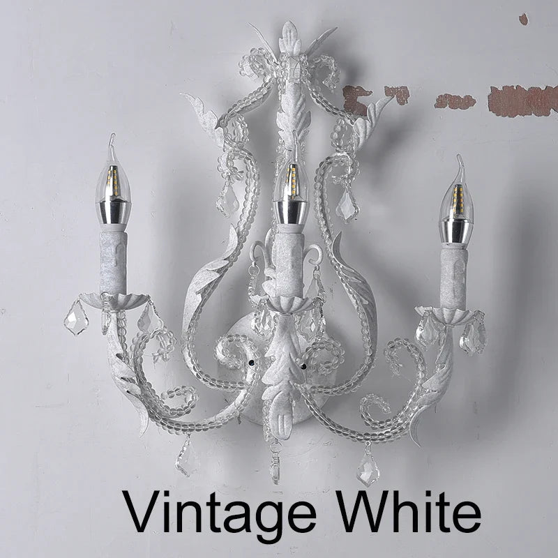 Axyaa White Crystal Chandeliers Retro Vintage Hanging Lights