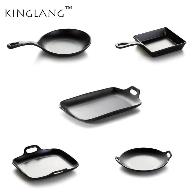 Axya™ Melamine Kitchen Party Plate with Handle, Black Cookie Serving Tray