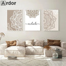 Axyaa Bohemian Floral Beige Canvas Print Yoga Zen Wall Art Poster Decor