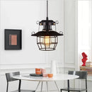 Axyaa Loft Cage Pendant Lamp Retro Industrial Nordic Black Iron Hanging Lights